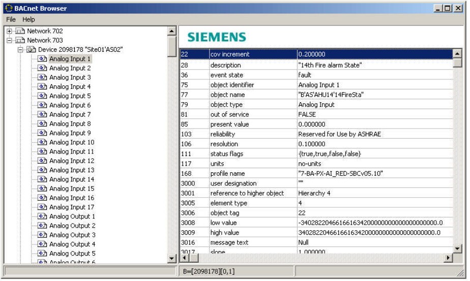 Fig. Proprietary properties. Source: BACnet Browser Test Sequencer User’s Manual, (C) Siemens