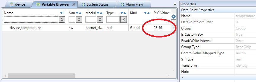 Fig. Successful communication with BACnet server