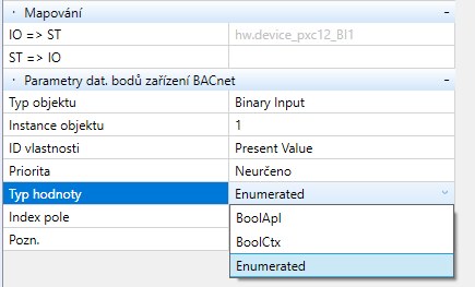 Fig. Select the value type for binary input, output, or value