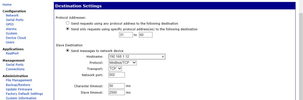 Obr. 13: Routovací tabulka, která směřuje dotazy na linkové adresy 31 až 60 na IP adresu 192.168.1.12