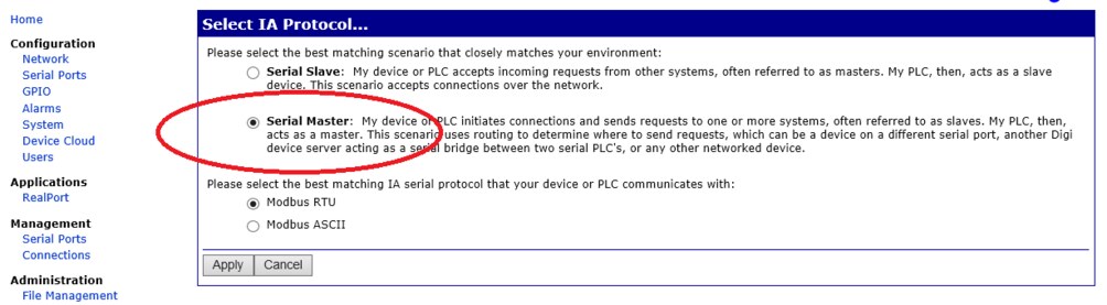 Fig. 8: Setting the converter as Serial Master