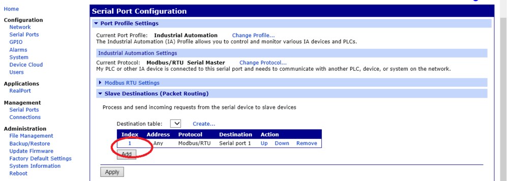 Fig. 9: Converter R035, menu with routing table