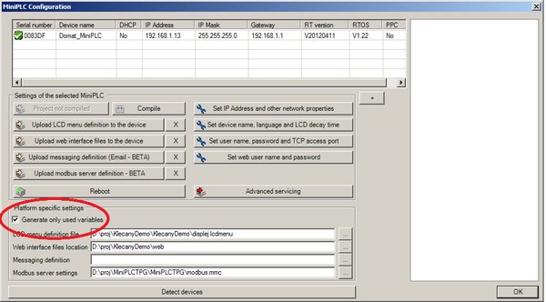 MiniPLC Configuration